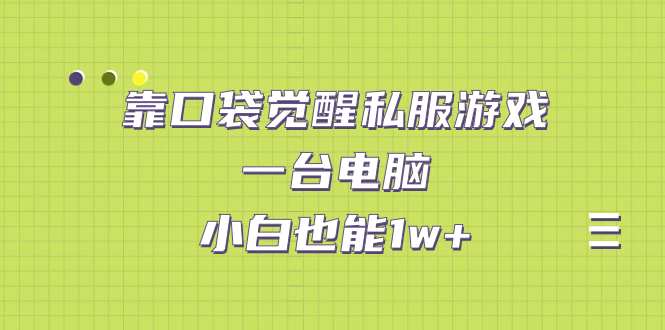 靠口袋觉醒私服游戏，一台电脑，小白也能1w+（教程+工具+资料）_酷乐网