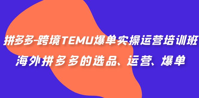 拼多多-跨境TEMU爆单实操运营培训班，海外拼多多的选品、运营、爆单_酷乐网