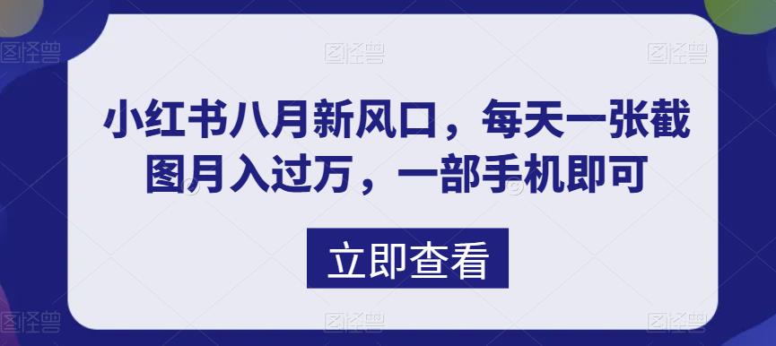 八月新风口，小红书虚拟项目一天收入1000+，实战揭秘_酷乐网