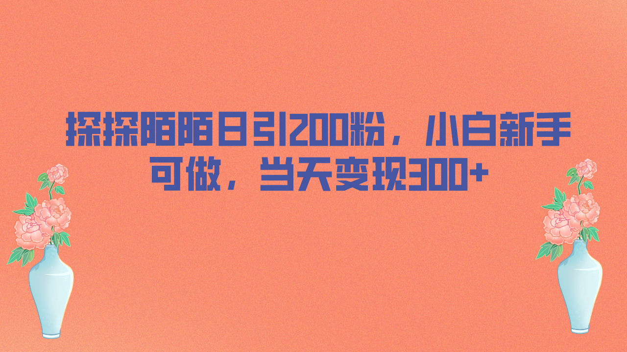 探探陌陌日引200粉，小白新手可做，当天就能变现300+_酷乐网