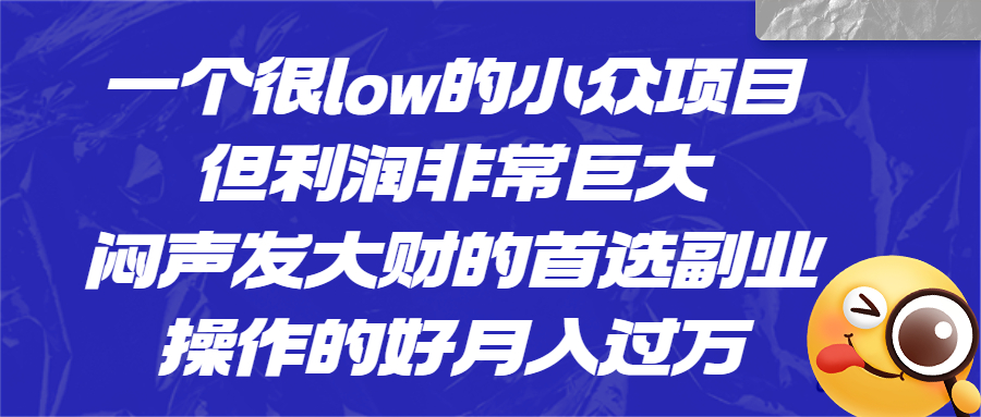 一个很low的小众项目，但利润非常巨大，闷声发大财的首选副业，月入过万_酷乐网