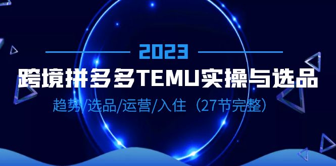 2023跨境·拼多多·TEMU实操与选品，趋势·选品·运营·入住（27节完整）_酷乐网