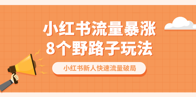 小红书流量-暴涨8个野路子玩法：小红书新人快速流量破局（8节课）_酷乐网