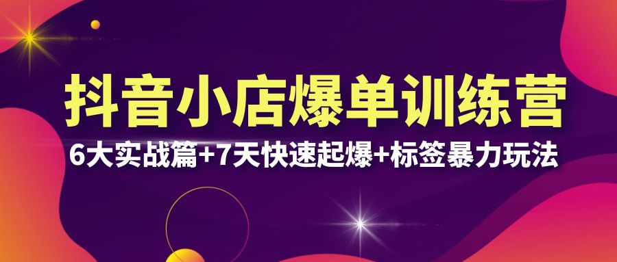 抖音小店爆单训练营VIP线下课：6大实战篇+7天快速起爆+标签暴力玩法(32节)_酷乐网