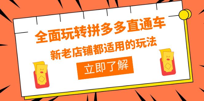 全面玩转拼多多直通车，新老店铺都适用的玩法（12节精华课）_酷乐网