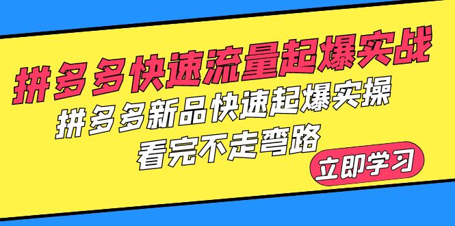 拼多多-快速流量起爆实战，拼多多新品快速起爆实操，看完不走弯路_酷乐网