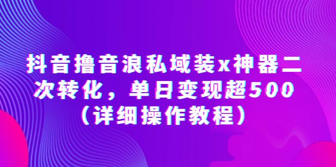 抖音撸音浪私域装x神器二次转化，单日变现超500（详细操作教程）_酷乐网