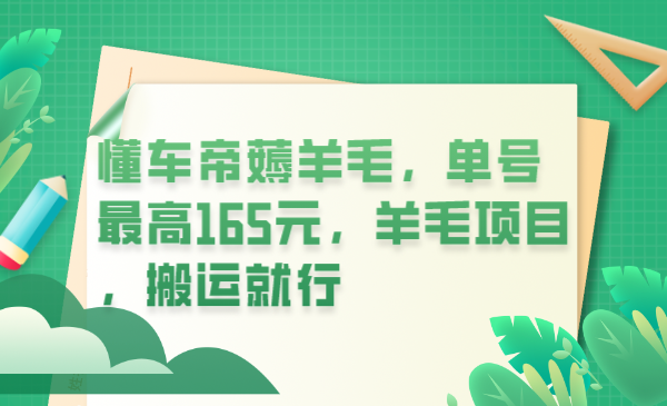 懂车帝薅羊毛，单号最高165元，羊毛项目，搬运就行_酷乐网