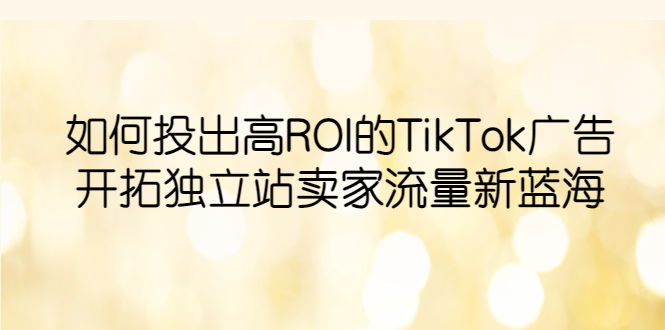 如何投出高ROI·TikTok广告，开拓独立站卖家流量新蓝海_酷乐网