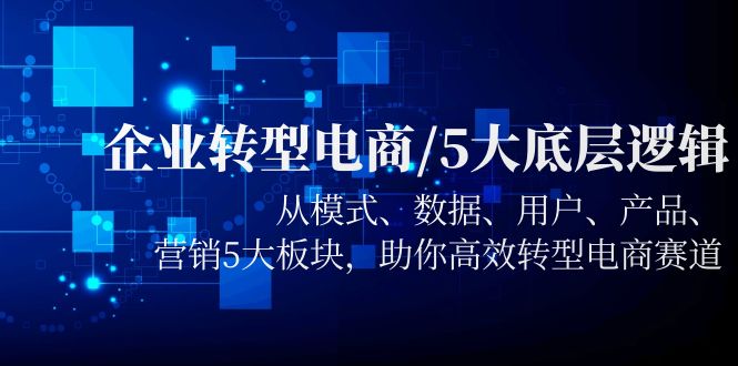 企业转型电商/5大底层逻辑，从模式 数据 用户 产品 营销5大板块，高效转型_酷乐网