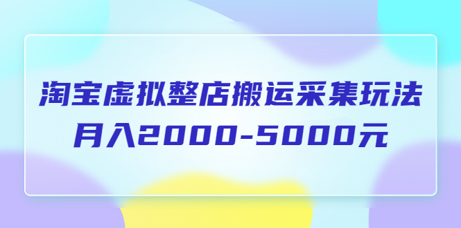 淘宝虚拟整店搬运采集玩法分享课：月入2000-5000元（5节课）_酷乐网