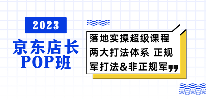 2023京东店长·POP班 落地实操超级课程 两大打法体系 正规军&非正规军_酷乐网