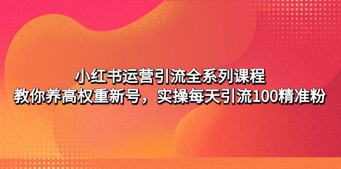 小红书运营引流全系列课程：教你养高权重新号，实操每天引流100精准粉_酷乐网