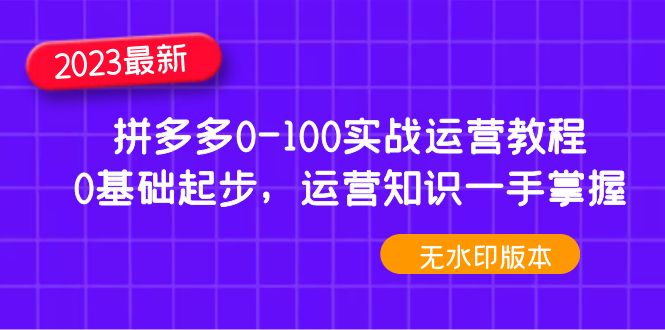 2023拼多多0-100实战运营教程，0基础起步，运营知识一手掌握（无水印）_酷乐网