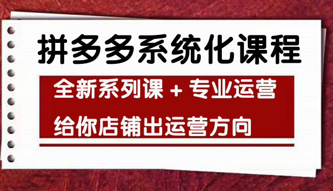 车神陪跑，拼多多系统化课程，全新系列课+专业运营给你店铺出运营方向_酷乐网