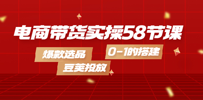 电商带货实操58节课，爆款选品，豆荚投放，0-1的搭建_酷乐网