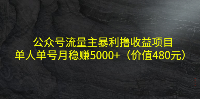 公众号流量主暴利撸收益项目，单人单号月稳赚5000+（价值480元）_酷乐网