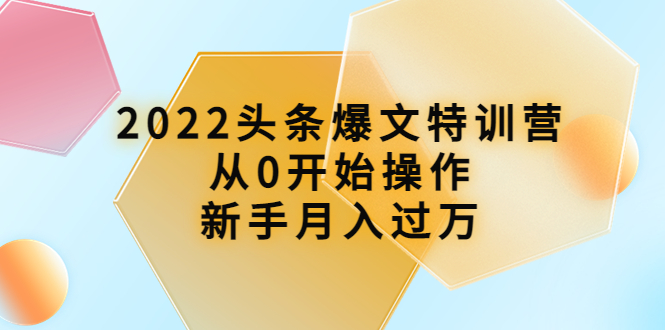 2022头条爆文特训营：从0开始操作，新手月入过万（16节课时）_酷乐网