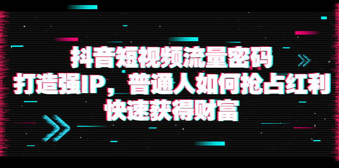 抖音短视频流量密码：打造强IP，普通人如何抢占红利，快速获得财富_酷乐网