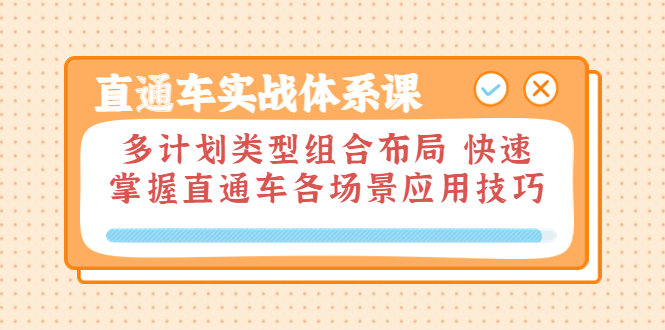 直通车实战体系课：多计划类型组合布局 快速掌握直通车各场景应用技巧_酷乐网