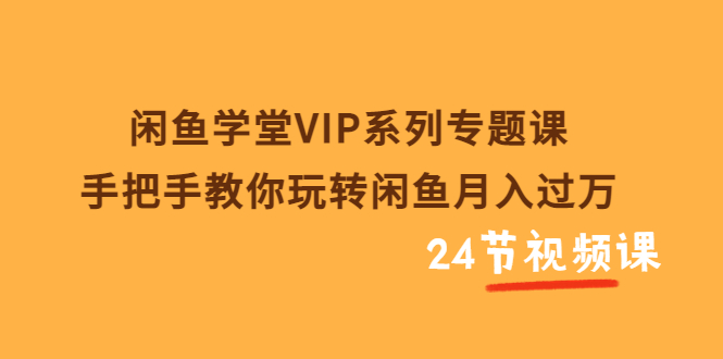 闲鱼学堂VIP系列专题课：手把手教你玩转闲鱼月入过万（共24节视频课）_酷乐网