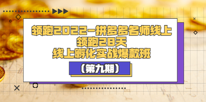 领跑2022-拼多多名师线上领跑28天，线上孵化实战爆款班_酷乐网