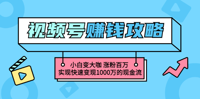 玩转微信视频号赚钱：小白变大咖 涨粉百万 实现快速变现1000万的现金流_酷乐网