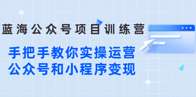 蓝海公众号项目训练营，手把手教你实操运营公众号和小程序变现_酷乐网