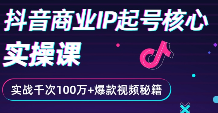 抖音爆款商业IP起号核心实操课：带你玩转算法，流量，内容，架构，变现_酷乐网