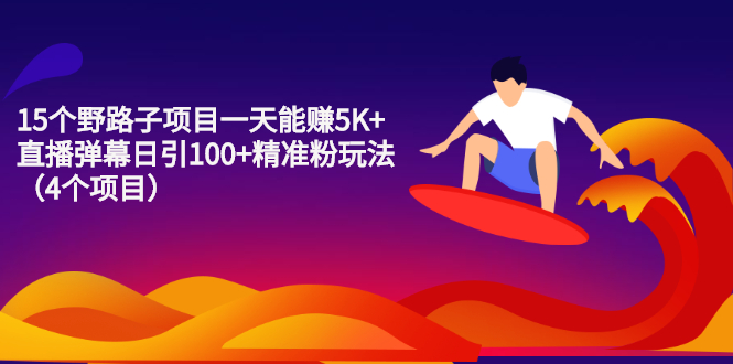 15个野路子项目一天能赚5K+直播弹幕日引100+精准粉玩法（4个项目）_酷乐网