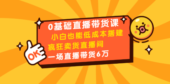 0基础直播带货课：小白也能低成本搭建疯狂卖货直播间：1场直播带货6万_酷乐网