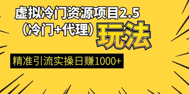 虚拟冷门资源项目2.5（冷门&代理玩法） 精准引流实操日赚1000+(更新中)_酷乐网