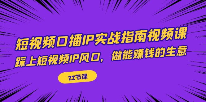 短视频口播IP实战指南视频课，踩上短视频IP风口，做能赚钱的生意（22节课）_酷乐网