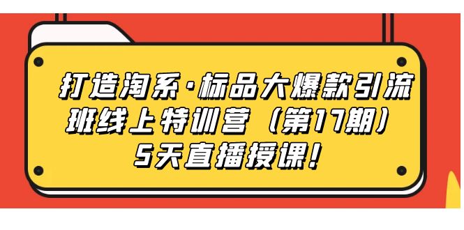 打造淘系·标品大爆款引流班线上特训营5天直播授课！_酷乐网