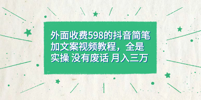 外面收费598抖音简笔加文案教程，全是实操 没有废话 月入三万（教程+资料）_酷乐网