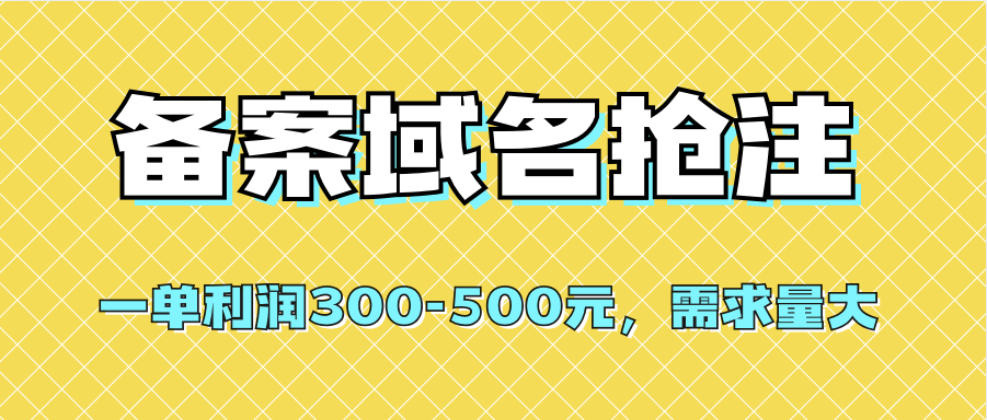 【全网首发】备案域名抢注，一单利润300-500元，需求量大_酷乐网