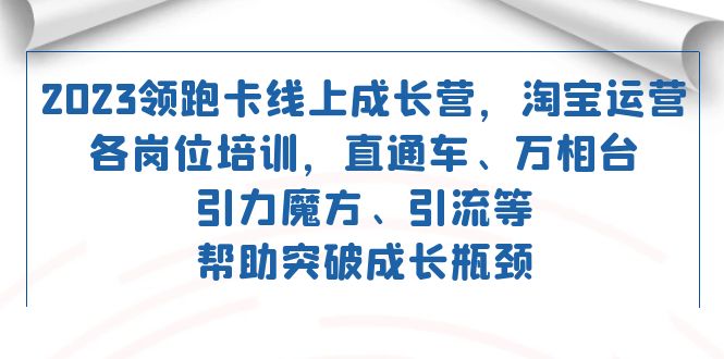 2023领跑·卡 线上成长营 淘宝运营各岗位培训 直通车 万相台 引力魔方 引流_酷乐网