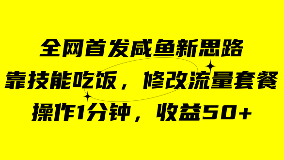 咸鱼冷门新玩法，靠“技能吃饭”，修改流量套餐，操作1分钟，收益50+_酷乐网