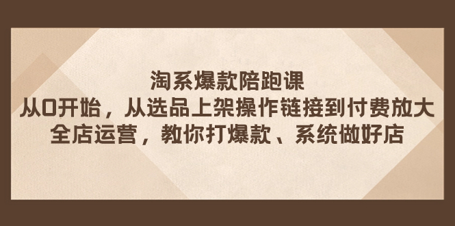 淘系爆款陪跑课 从选品上架操作链接到付费放大 全店运营 打爆款 系统做好店_酷乐网