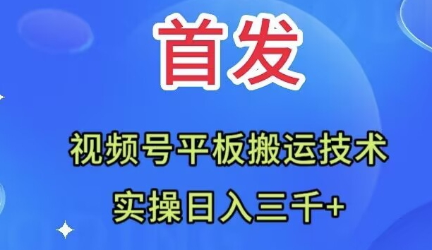 全网首发：视频号平板搬运技术，实操日入三千＋_酷乐网