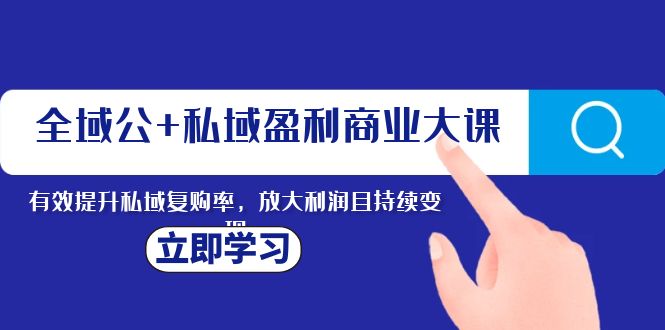 全域公+私域盈利商业大课，有效提升私域复购率，放大利润且持续变现_酷乐网