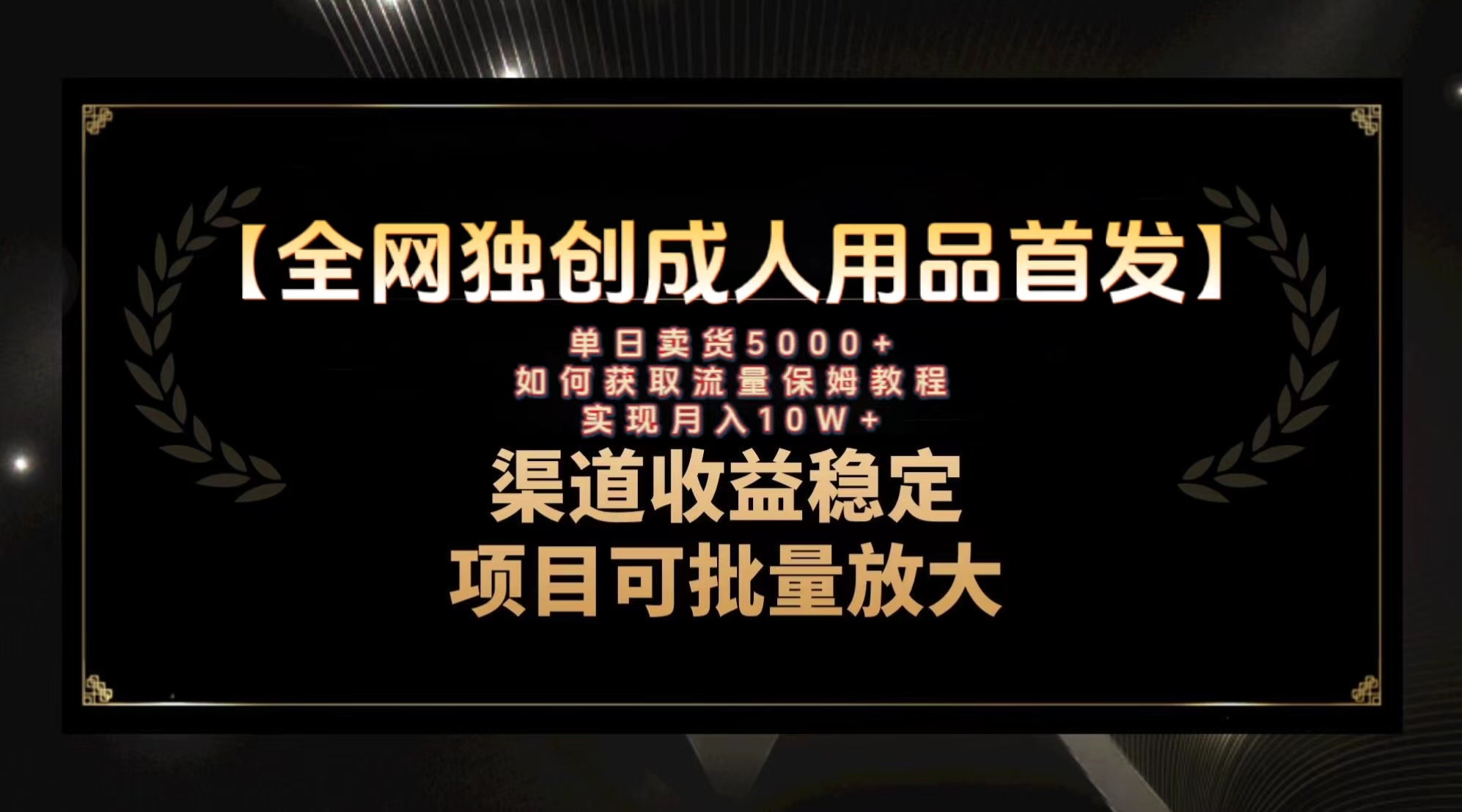 最新全网独创首发，成人用品赛道引流获客，月入10w保姆级教程_酷乐网