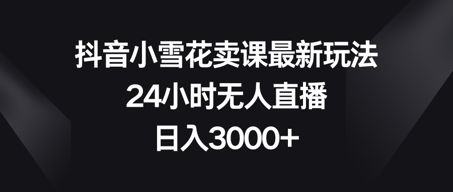 抖音小雪花卖课最新玩法，24小时无人直播，日入3000+_酷乐网