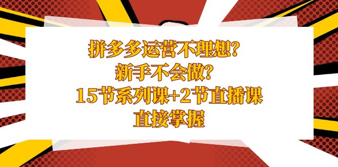 拼多多运营不理想？新手不会做？15节系列课+2节直播课，直接掌握_酷乐网