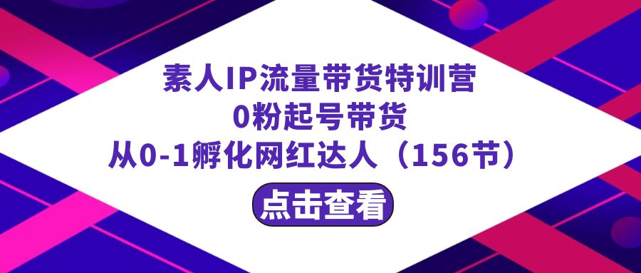 繁星·计划素人IP流量带货特训营：0粉起号带货 从0-1孵化网红达人（156节）_酷乐网