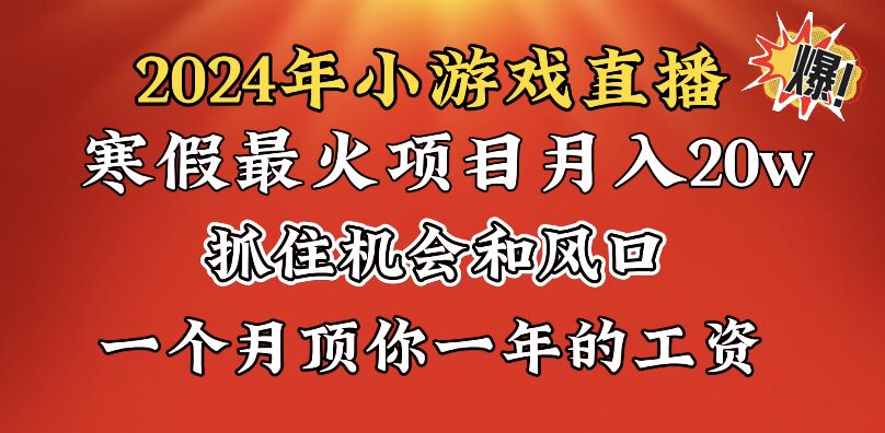 2024年寒假爆火项目，小游戏直播月入20w+，学会了之后你将翻身_酷乐网