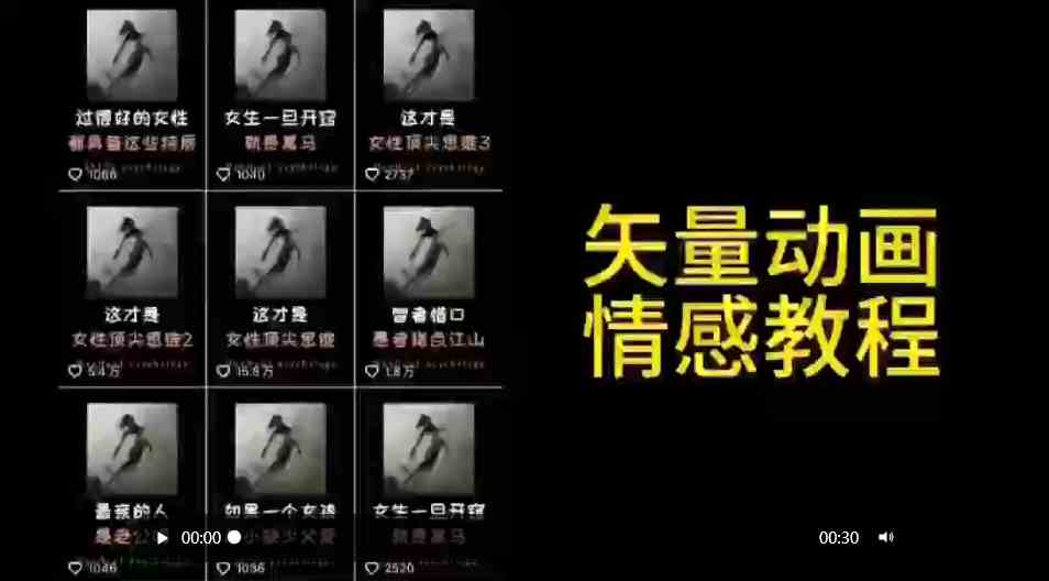 矢量动画情感教程：高点赞涨粉，适合情感、思维、创业教育等赛道_酷乐网