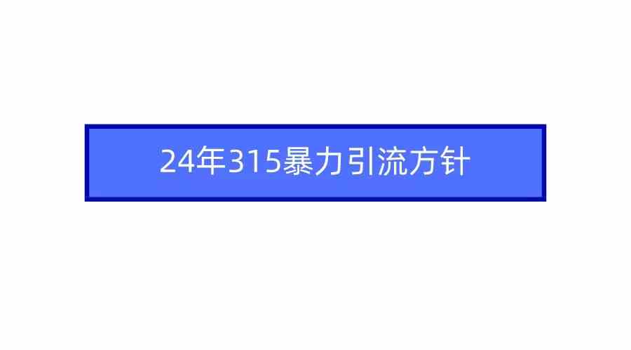 2024年315暴力引流方针_酷乐网