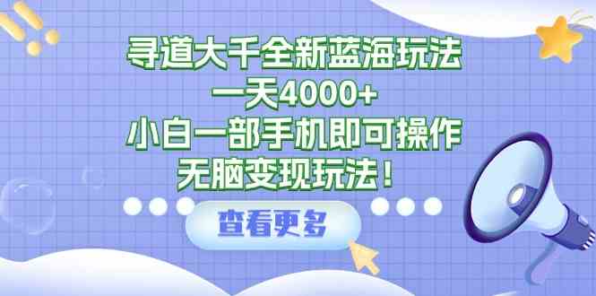 寻道大千全新蓝海玩法，一天4000+，小白一部手机即可操作，无脑变现玩法！_酷乐网