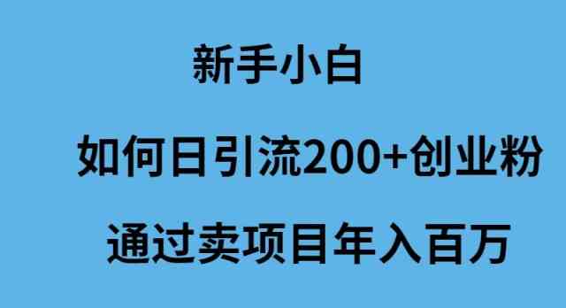 新手小白如何日引流200+创业粉通过卖项目年入百万_酷乐网